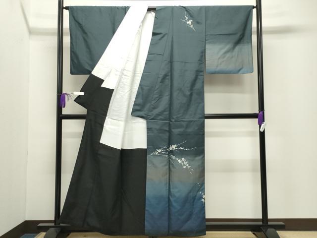平和屋着物●訪問着　本場縞大島紬　作家物　総刺繍　枝花文　正絹　逸品　CABI0575gh