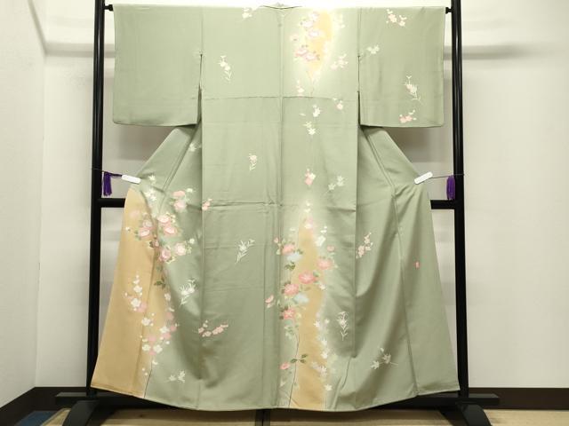 平和屋着物●訪問着　友禅　作家物　枝花文　暈し染め　正絹　逸品　CABI0580gh