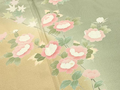平和屋着物●訪問着　友禅　作家物　枝花文　暈し染め　正絹　逸品　CABI0580gh