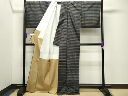 平和屋着物●本場大島紬　横段文　正絹　逸品　CABI0581gh