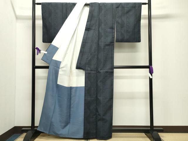 平和屋着物●本塩沢　110亀甲　菱吉祥文　正絹　逸品　CABI0586gh