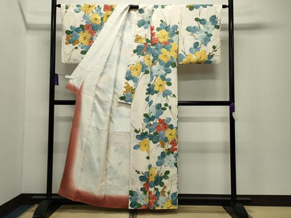 平和屋着物●上質な小紋　地紋起こし　枝花文　正絹　逸品　CABI0589gh