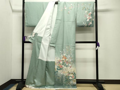 平和屋着物●訪問着　駒刺繍　地紙重ね花文　暈し染め　金彩　上代35万　ロング丈　正絹　逸品　未使用　CABI0590gh
