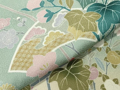 平和屋着物●訪問着　駒刺繍　地紙重ね花文　暈し染め　金彩　上代35万　ロング丈　正絹　逸品　未使用　CABI0590gh