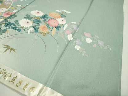 平和屋着物●訪問着　駒刺繍　地紙重ね花文　暈し染め　金彩　上代35万　ロング丈　正絹　逸品　未使用　CABI0590gh