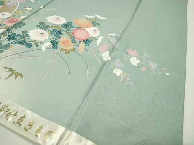 平和屋着物●訪問着　駒刺繍　地紙重ね花文　暈し染め　金彩　上代35万　ロング丈　正絹　逸品　未使用　CABI0590gh