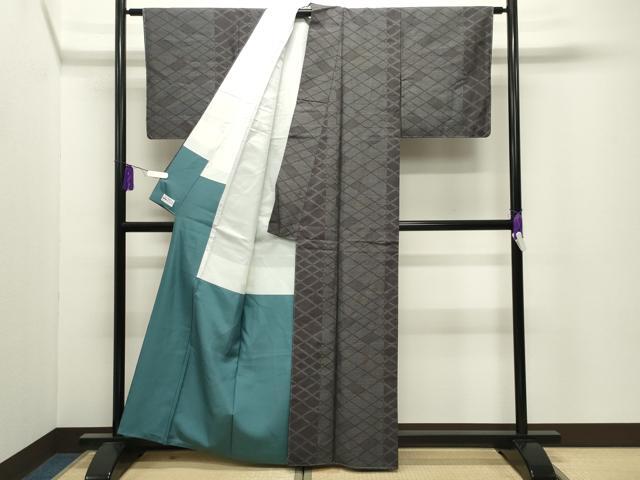 平和屋着物●結城紬　80亀甲　菱吉祥文　やまと誂製　正絹　逸品　未使用　CABI0591gh