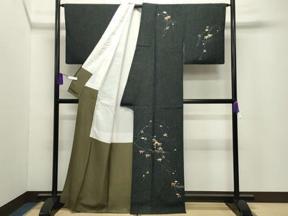 平和屋着物●訪問着　椿花文　金彩　正絹　逸品　CABI0593gh