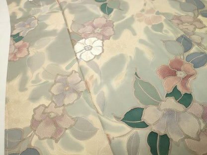 平和屋着物●上質な小紋　地紋起こし　草花文　正絹　逸品　未使用　CABI0594gh