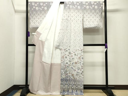 平和屋着物●訪問着　友禅　尾長鳥更紗花唐草文　暈し染め　正絹　逸品　未使用　CABI0595gh