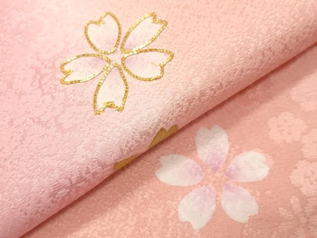 平和屋着物●豪華振袖　駒刺繍　舞桜文　暈し染め　金彩　正絹　逸品　CABI0596gh