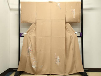 平和屋着物●訪問着　草花文　暈し染め　金彩　正絹　逸品　CABI0597gh