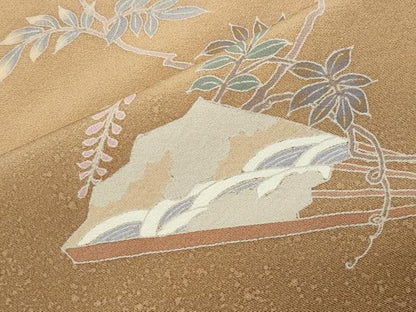 平和屋着物●訪問着　草花文　暈し染め　金彩　正絹　逸品　CABI0597gh