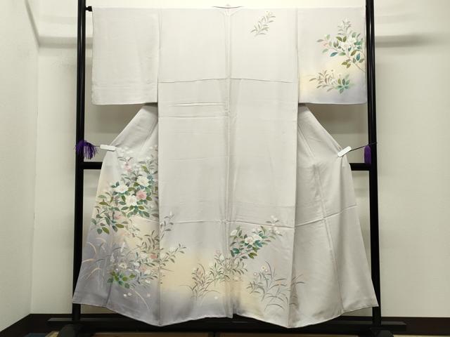 平和屋着物●訪問着　枝花文　暈し染め　金彩　正絹　逸品　CABI0598gh