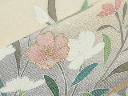 平和屋着物●訪問着　枝花文　暈し染め　金彩　正絹　逸品　CABI0598gh