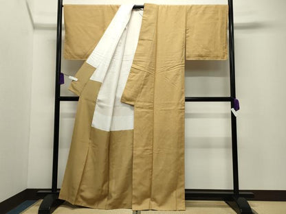 平和屋着物●結城紬　色無地　玉蜀黍色　正絹　逸品　CABI0600gh