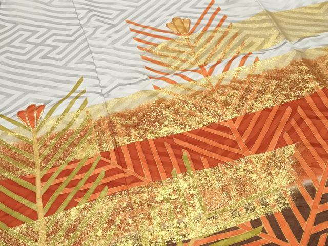 平和屋着物●豪華振袖　駒刺繍　松葉文　暈し染め　金彩　正絹　逸品　CABI0604gh