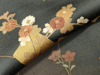 平和屋着物●訪問着　刺繍　箔散らし花文　暈し染め　金彩　正絹　逸品　CABI0605gh