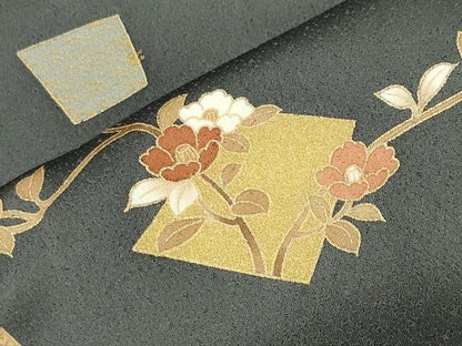 平和屋着物●訪問着　刺繍　箔散らし花文　暈し染め　金彩　正絹　逸品　CABI0605gh
