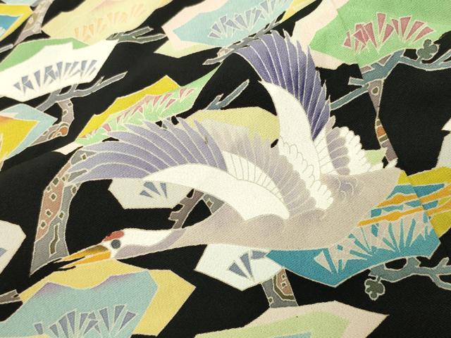 平和屋着物●本加賀友禅作家　百貫華峰　黒留袖　飛鶴松文　正絹　逸品　CABI0606gh