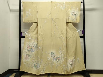 平和屋着物●訪問着　友禅　草花文　暈し染め　正絹　逸品　CABI0607gh