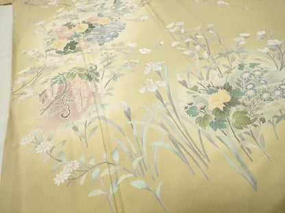 平和屋着物●訪問着　友禅　草花文　暈し染め　正絹　逸品　CABI0607gh