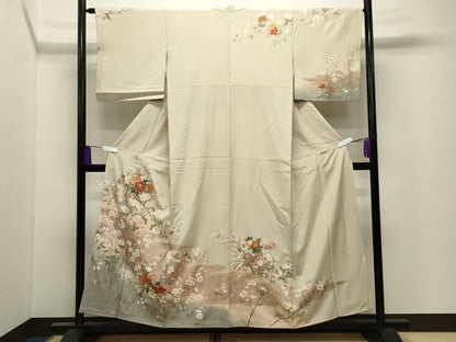平和屋着物●訪問着　花車休み鳥文　暈し染め　金彩　正絹　逸品　CABI0614gh