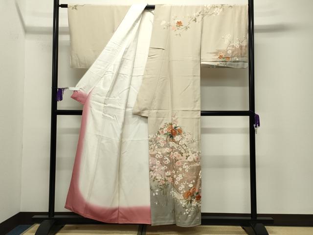 平和屋着物●訪問着　花車休み鳥文　暈し染め　金彩　正絹　逸品　CABI0614gh
