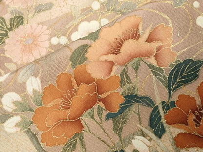 平和屋着物●訪問着　花車休み鳥文　暈し染め　金彩　正絹　逸品　CABI0614gh