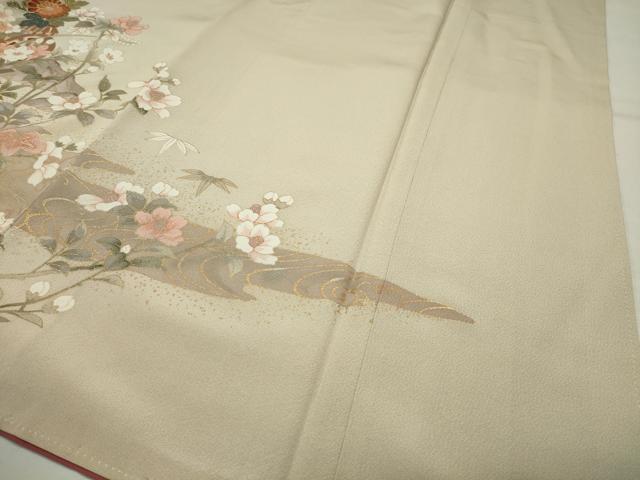 平和屋着物●訪問着　花車休み鳥文　暈し染め　金彩　正絹　逸品　CABI0614gh