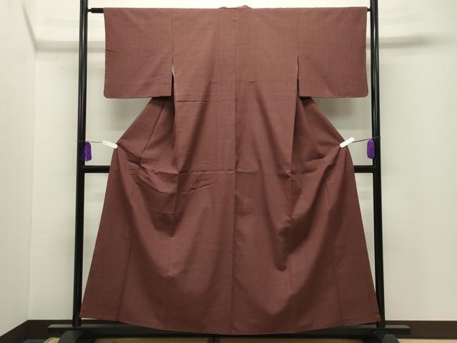 平和屋着物●結城紬　色無地　海老茶色　ほてい屋扱い　正絹　逸品　CABI0615gh