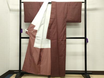 平和屋着物●結城紬　色無地　海老茶色　ほてい屋扱い　正絹　逸品　CABI0615gh
