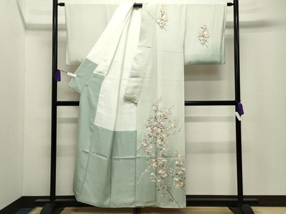 平和屋着物●本加賀友禅作家　不破外紀恵　訪問着　枝花文　暈し染め　正絹　逸品　CABI0616gh