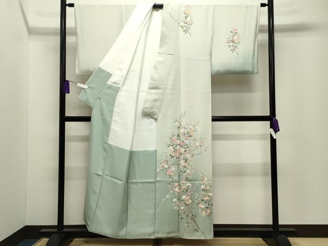平和屋着物●本加賀友禅作家　不破外紀恵　訪問着　枝花文　暈し染め　正絹　逸品　CABI0616gh
