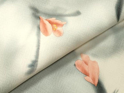 平和屋着物●染色作家　斉藤三才　小紋　草花文　正絹　逸品　CABI0617gh