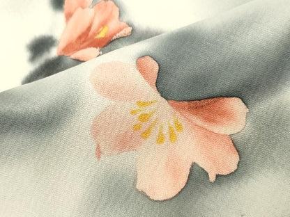 平和屋着物●染色作家　斉藤三才　小紋　草花文　正絹　逸品　CABI0617gh