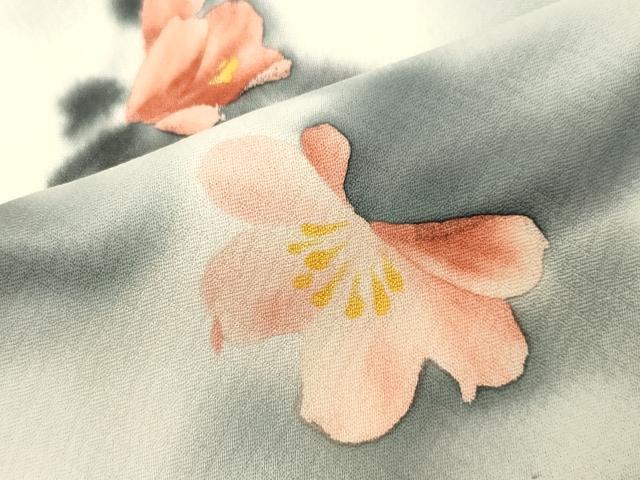 平和屋着物●染色作家　斉藤三才　小紋　草花文　正絹　逸品　CABI0617gh