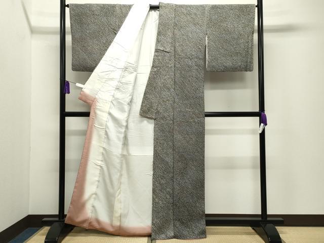 平和屋着物●大変加工の良い総絞り小紋　黒地　正絹　逸品　CABI0621gh