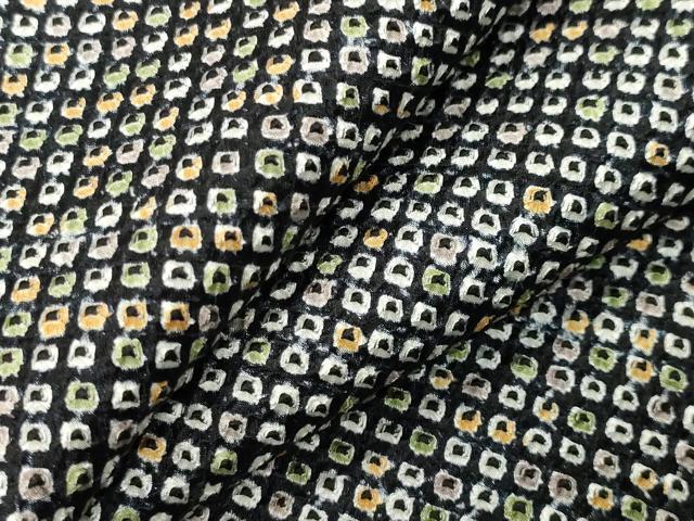 平和屋着物●大変加工の良い総絞り小紋　黒地　正絹　逸品　CABI0621gh