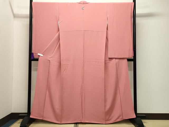 平和屋着物●小振袖　二尺袖　色無地　甚三紅色　正絹　逸品　CABI0623gh