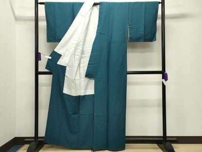 平和屋着物●上質な色無地　辻が花地紋　高麗納戸色　正絹　逸品　未使用　CABI0624gh
