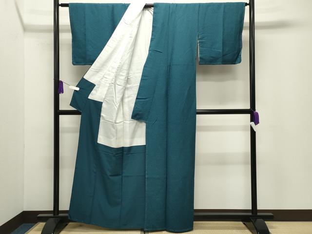平和屋着物●上質な色無地　辻が花地紋　高麗納戸色　正絹　逸品　未使用　CABI0624gh