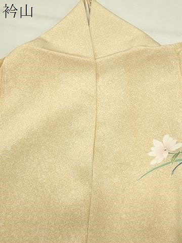 平和屋着物●訪問着　駒刺繍　流水地紙花文　暈し染め　金彩　ロング丈　正絹　逸品　CABI0627gh