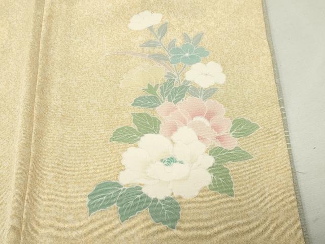 平和屋着物●訪問着　駒刺繍　流水地紙花文　暈し染め　金彩　ロング丈　正絹　逸品　CABI0627gh