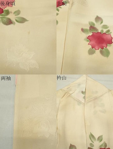 平和屋着物●上質な小紋　地紋起こし　薔薇　正絹　逸品　CABI0628gh