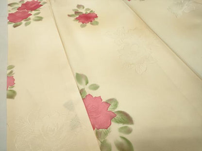 平和屋着物●上質な小紋　地紋起こし　薔薇　正絹　逸品　CABI0628gh