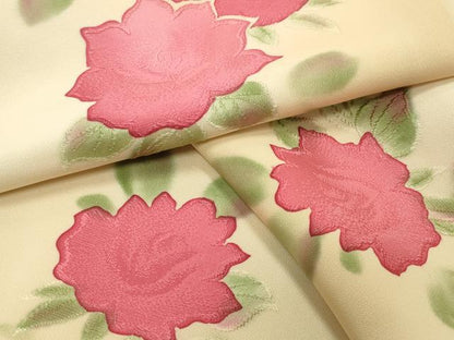 平和屋着物●上質な小紋　地紋起こし　薔薇　正絹　逸品　CABI0628gh