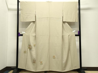 平和屋着物●訪問着　総刺繍　色紙重ね花籠文　金糸　正絹　逸品　CABI0629gh