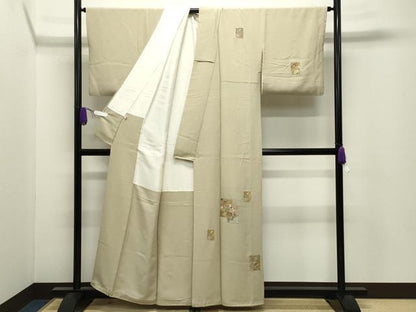 平和屋着物●訪問着　総刺繍　色紙重ね花籠文　金糸　正絹　逸品　CABI0629gh