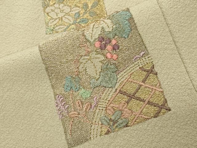 平和屋着物●訪問着　総刺繍　色紙重ね花籠文　金糸　正絹　逸品　CABI0629gh